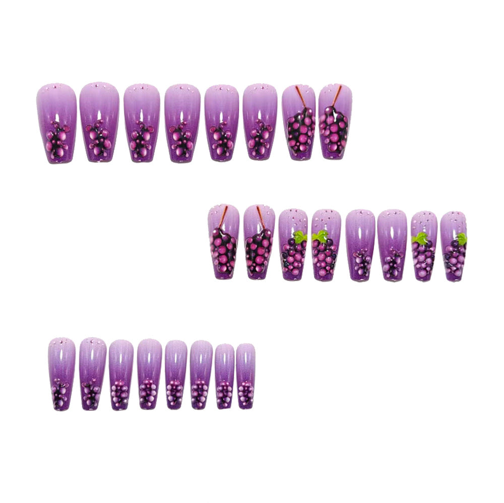 Artificial nails with detailed grape motifs Stornfield