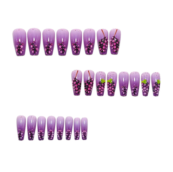 Artificial nails with detailed grape motifs Stornfield