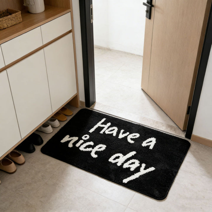 Non-Slip Tufted Welcome Doormat with 'Have a Nice Day' Text