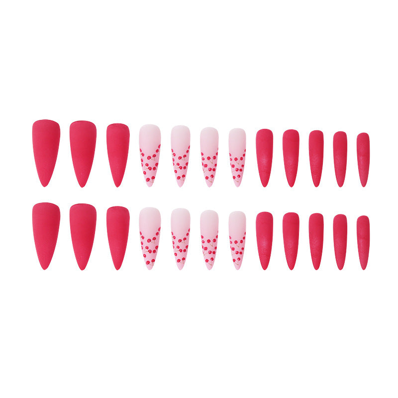 Artistic Stiletto Nail Art Set with Cherry and Matte Designs Stornfield