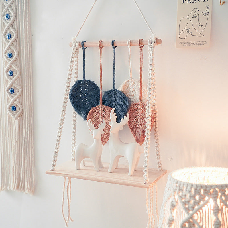 Bohemian Macrame Leaf Art Display Shelf Stornfield