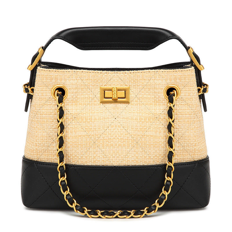 Stylish Chain-Trimmed Bucket Handbag