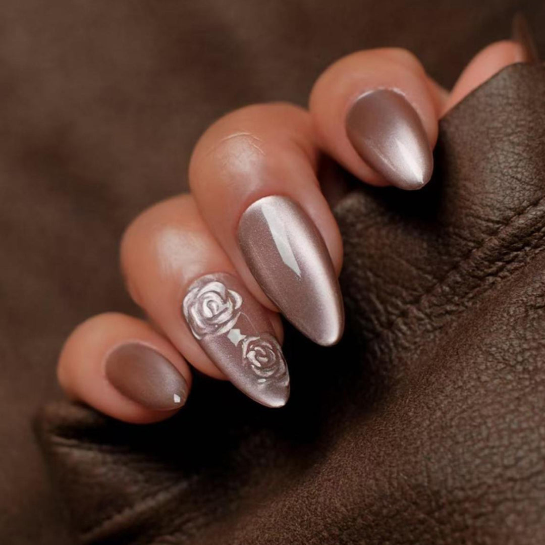 Artful rose nail art with shine Stornfield