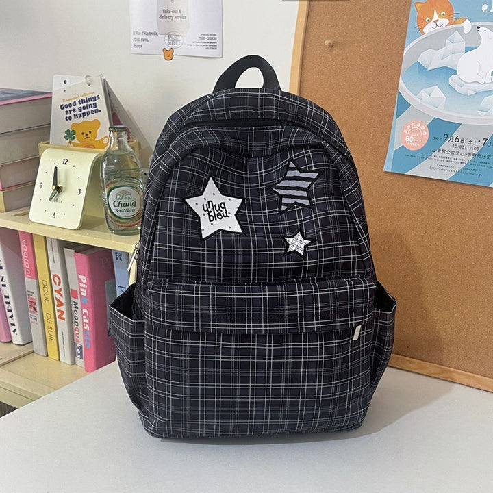 Stylish Practical Grid-Patterned Backpack Stornfield