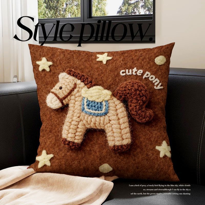 Decorative Pony-Themed Throw Pillow