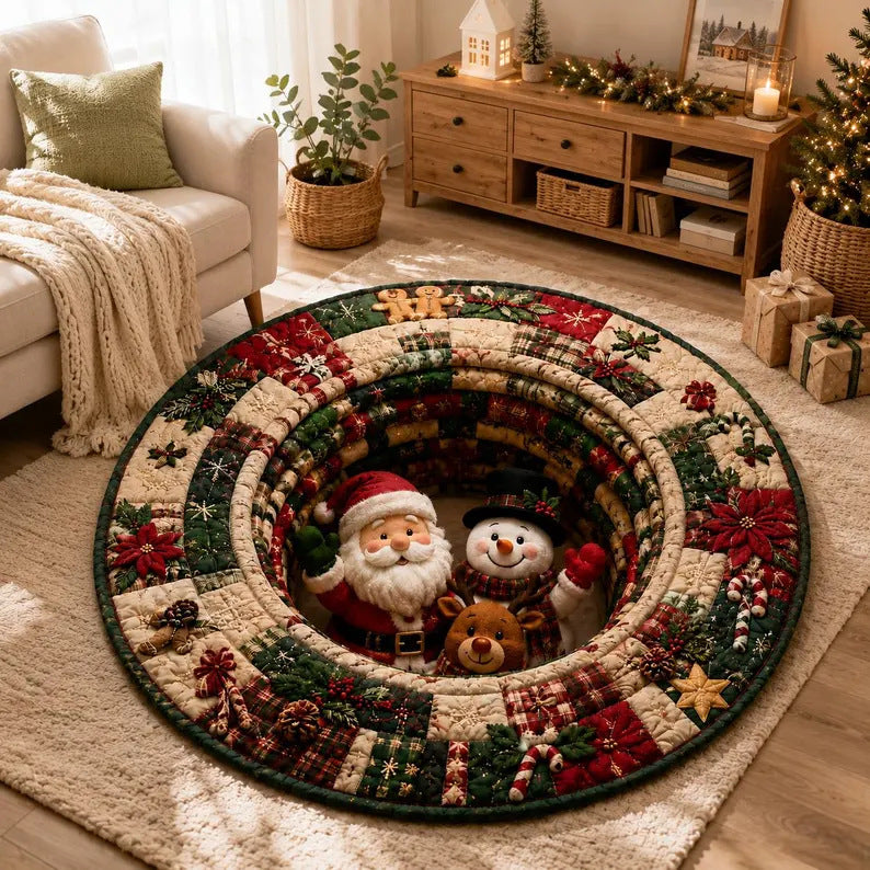 3D Holiday-Themed Round Area Rug