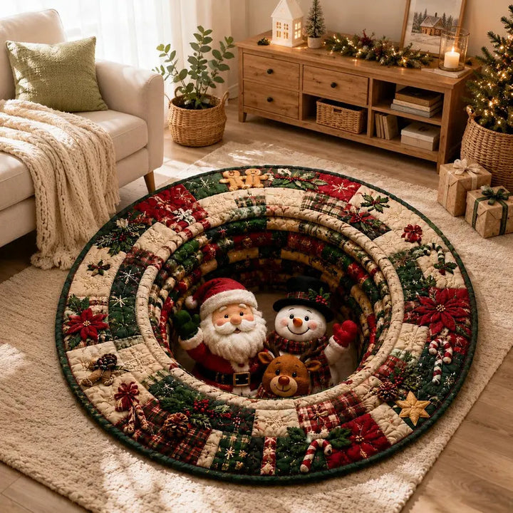 3D Holiday-Themed Round Area Rug