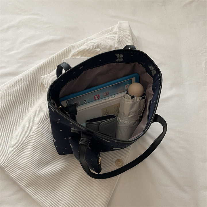 Stylish Butterfly Print Multi-Compartment Tote Bag