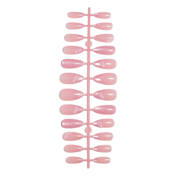 Floral Accent Almond-Shaped Press-On Nails Stornfield