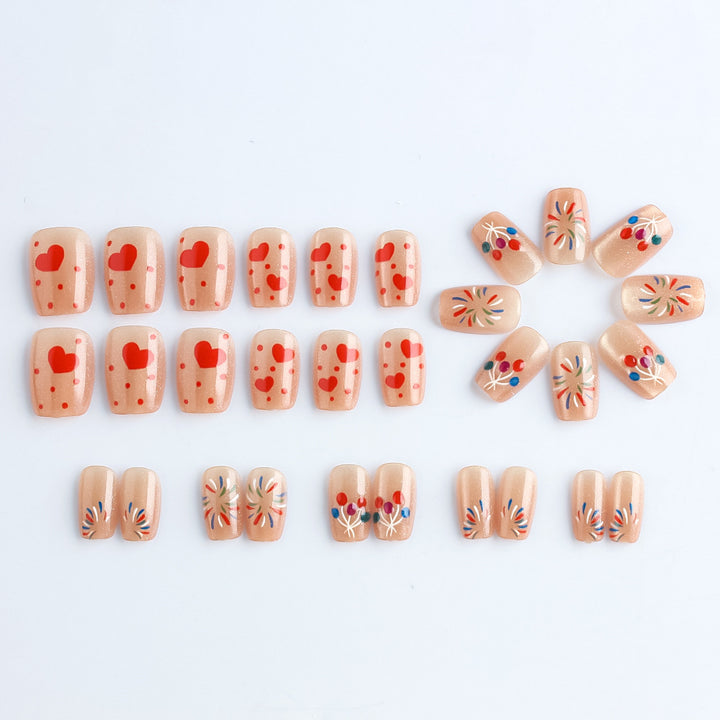 Creative Heart-Themed Press-On Nail Art Stornfield