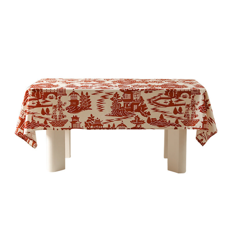 Rectangular wipeable tablecloth in semicircle jacquard with easy-care coating Stornfield