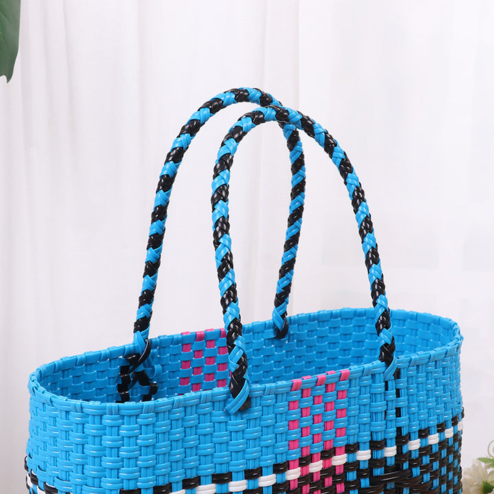 Handcrafted beach bag with colorful wave pattern Stornfield