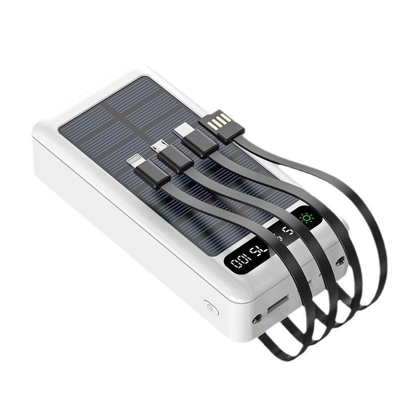 Solar-powered power bank with integrated fast charging ports and digital capacity display Stornfield