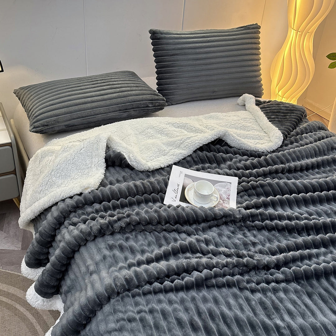 Luxurious Plush Stripe Fleece Blanket