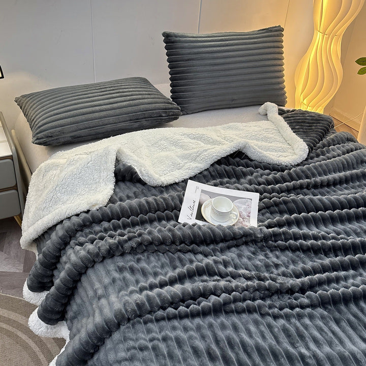 Luxurious Plush Stripe Fleece Blanket