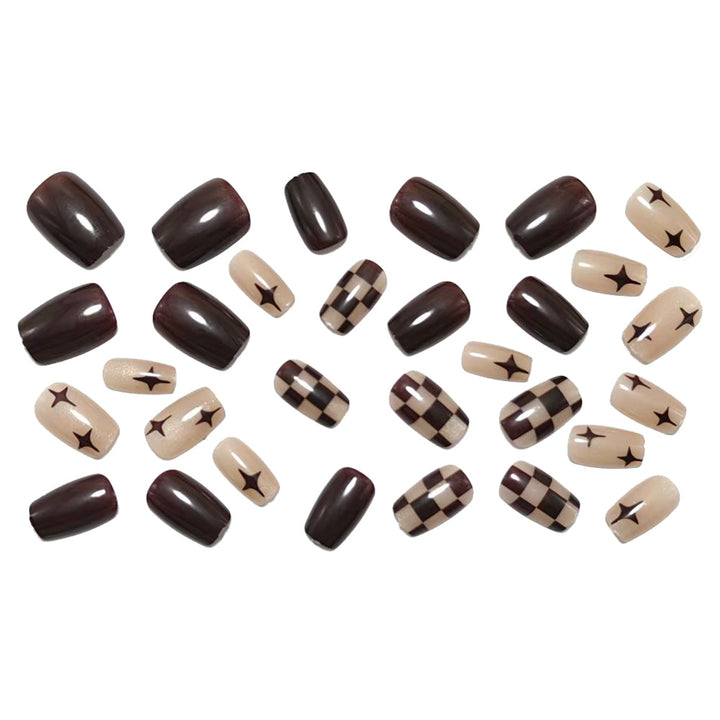 Artificial Nails in Elegant Checkered Pattern Stornfield