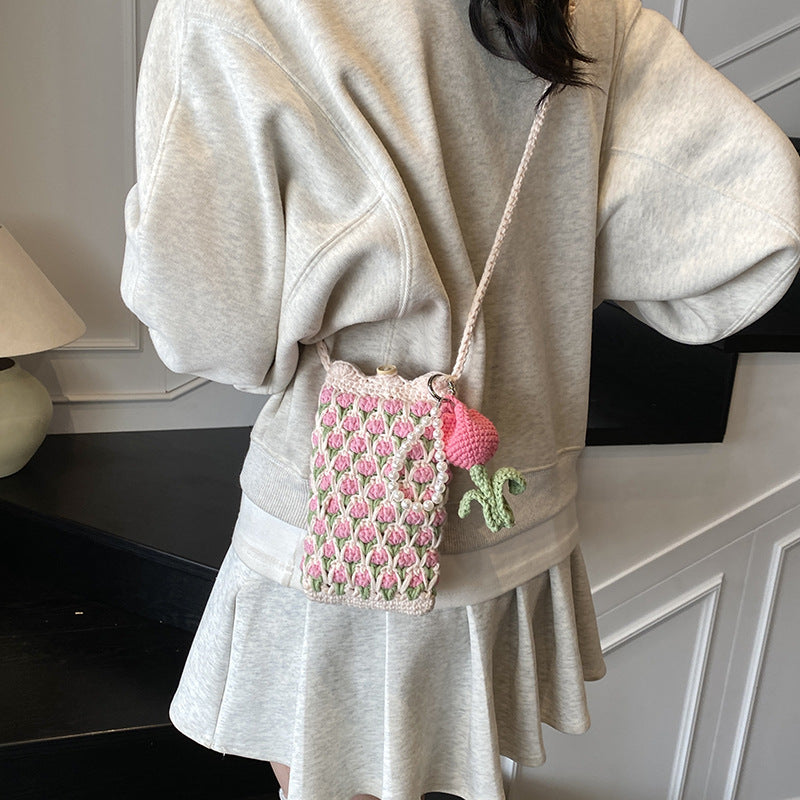 Crochet Floral-Themed Mini Bag