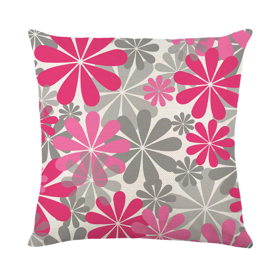 Artistic Daisy Print Linen Throw Pillow
