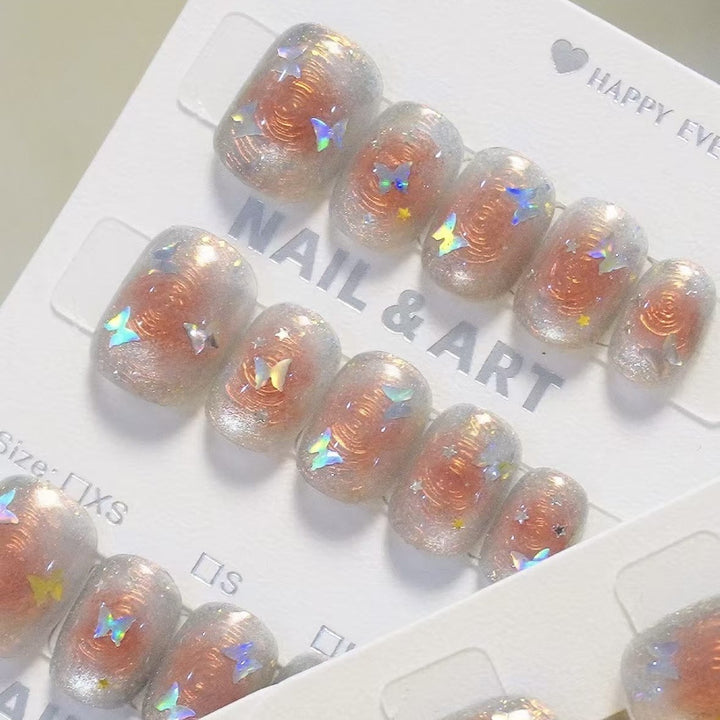 Decorative Butterfly-Embellished Press-On Nail Art Set