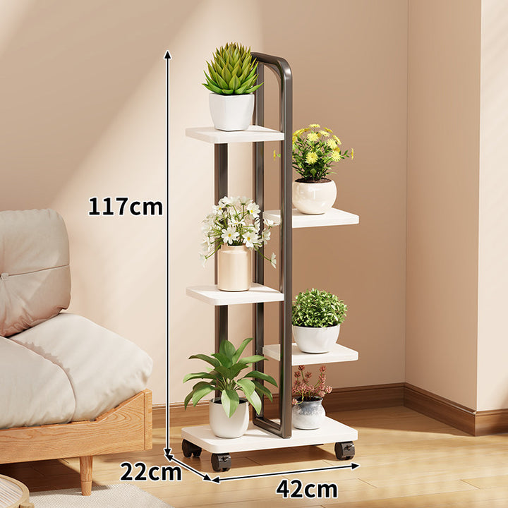 Rolling Vertical Plant Display Shelf with Arch Handle