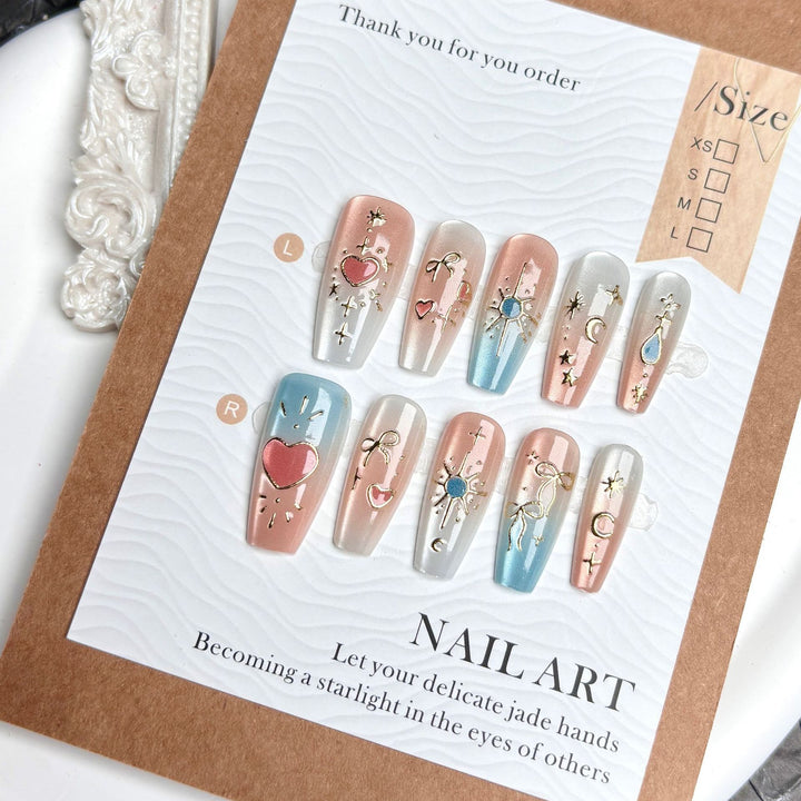 Celestial-Themed Press-On Nail Art Set