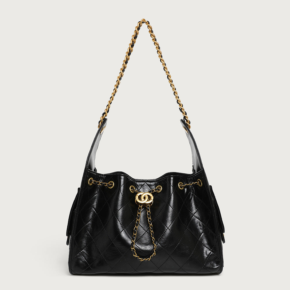 Stylish Suede Drawstring Shoulder Bag