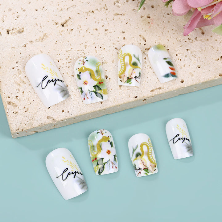 Artificial nails with floral and artistic design Stornfield