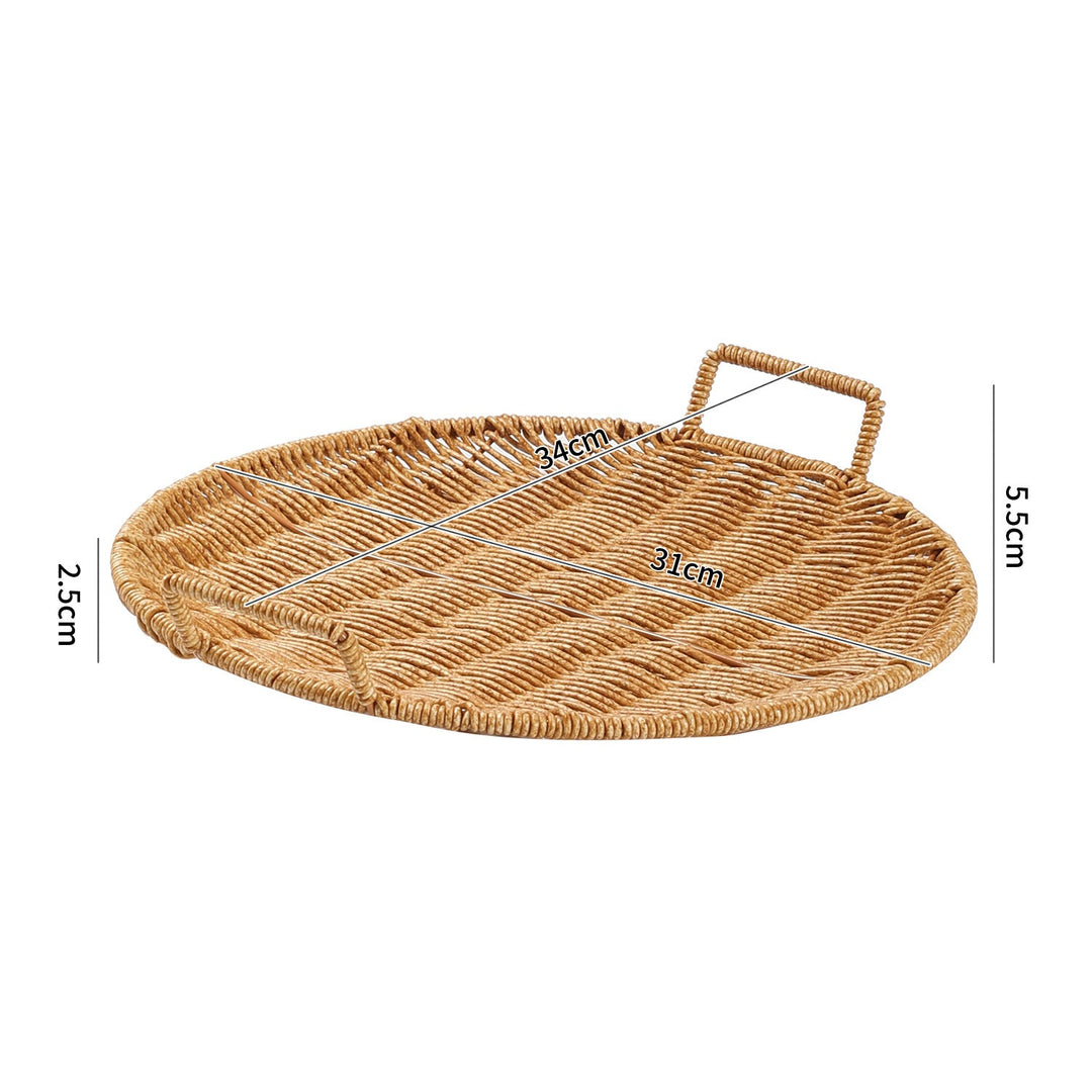 Handwoven Round Serving Tray with Ergonomic Handles Stornfield