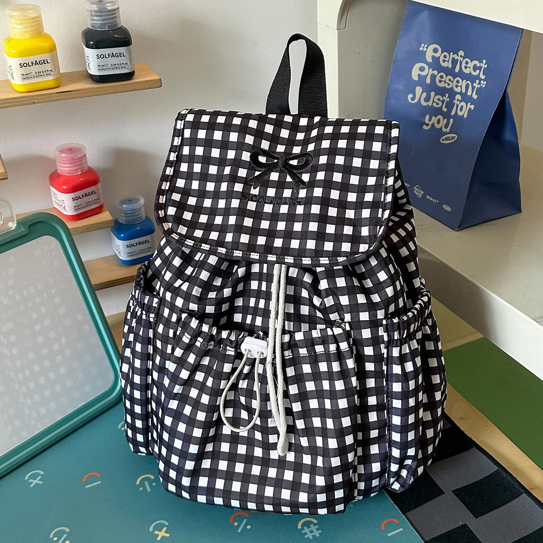 Cute Checked Patterned Drawstring Backpack Stornfield