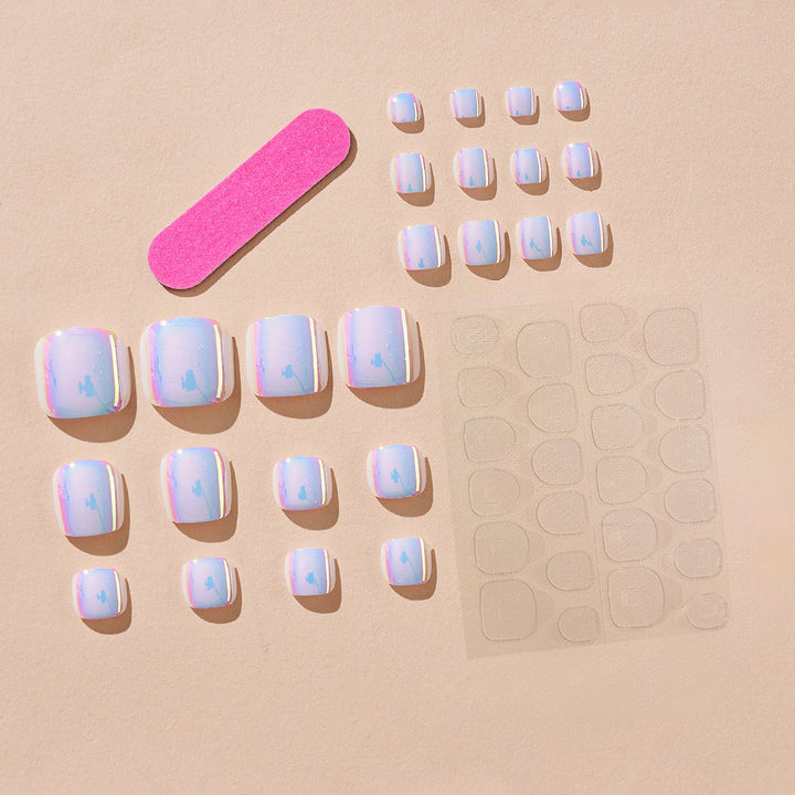 Artistic Press-On Nail Set with Iridescent Finish Stornfield