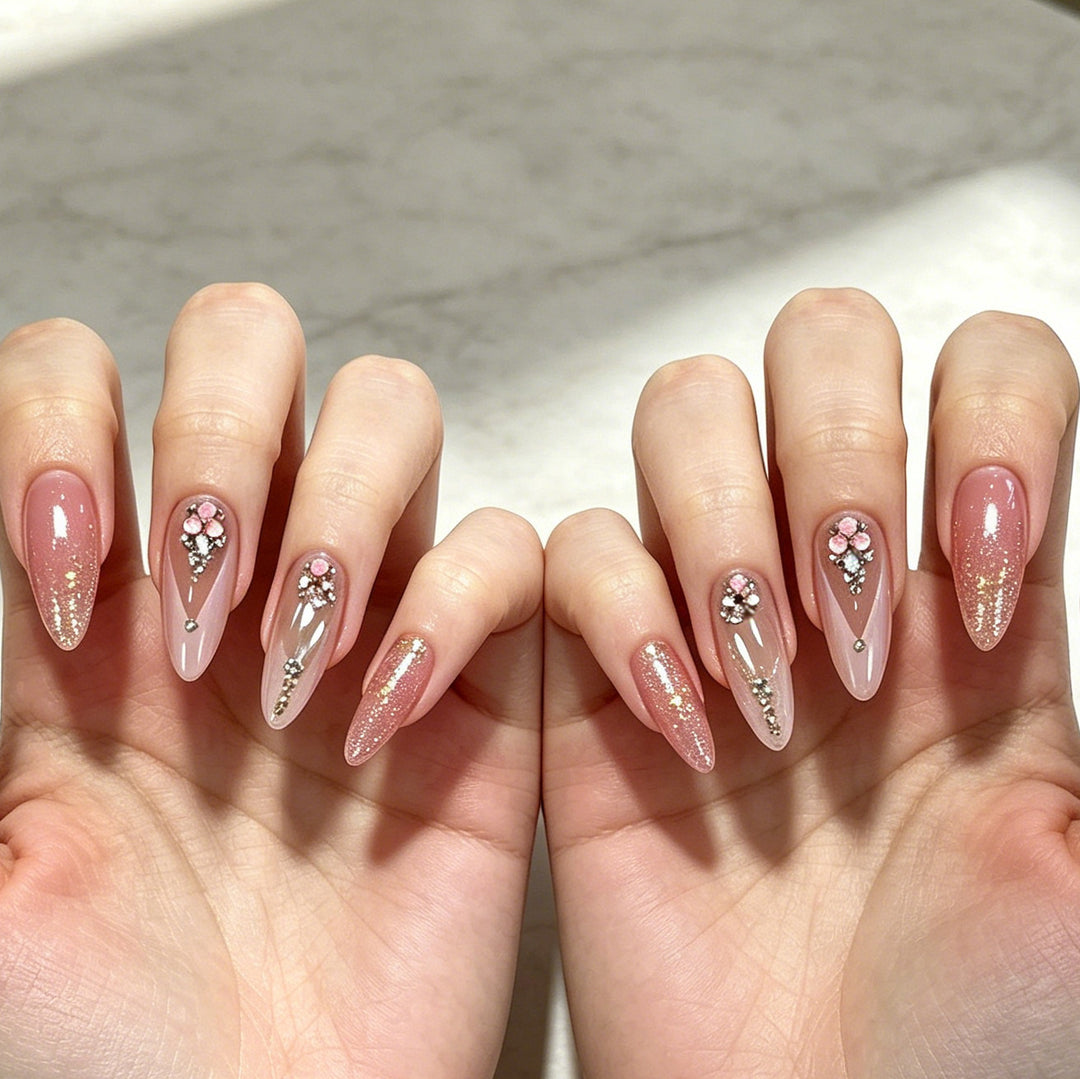 Glittery Floral Nail Art Stornfield