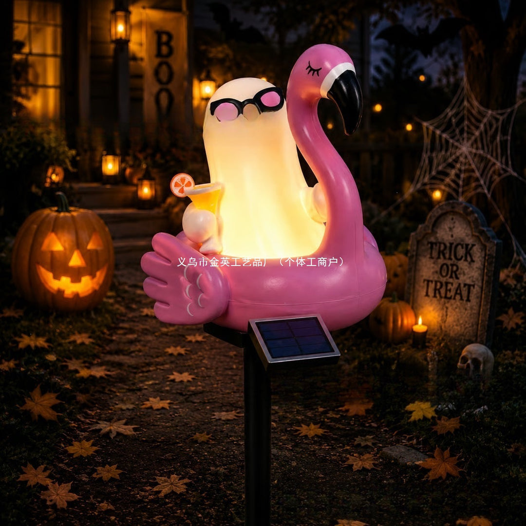 Whimsical Solar Flamingo Garden Stake Lantern With Integrated LED Character And Ground Spike Stornfield
