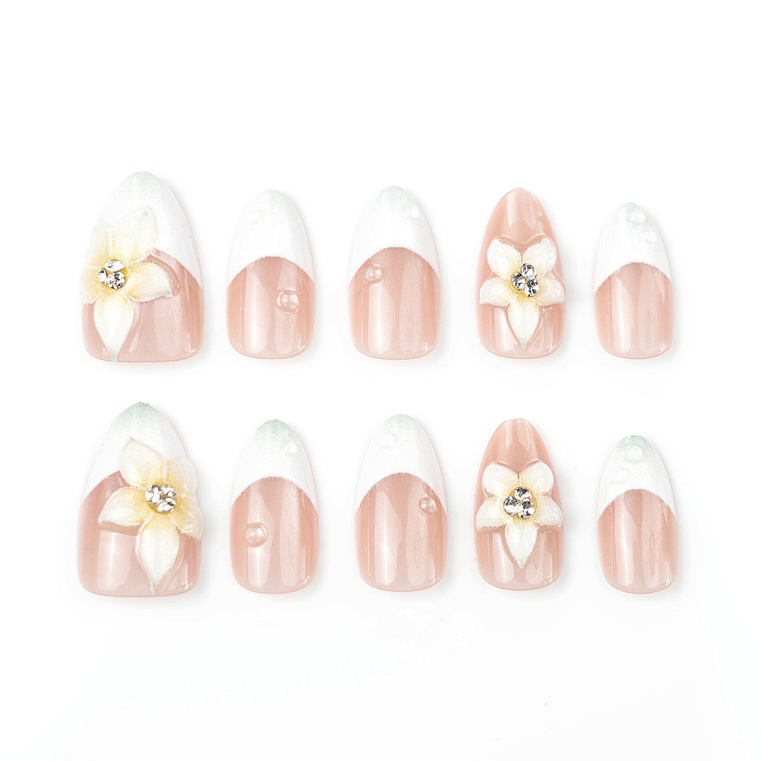 Premium Decorative Press-On Nail Set with Floral Accents Stornfield
