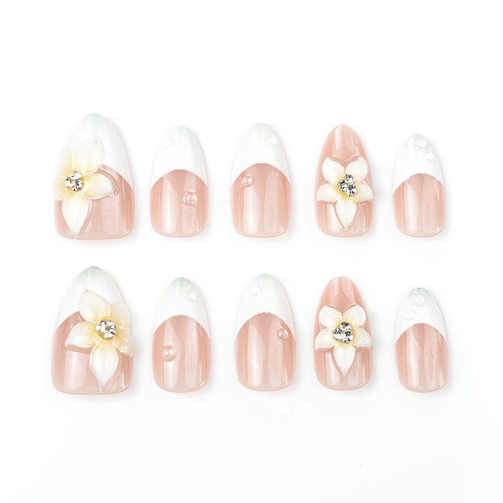 Premium Decorative Press-On Nail Set with Floral Accents Stornfield