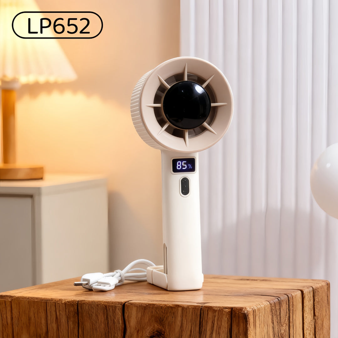 Ladies Portable Hand Fan with LCD Display and USB Charging Function Stornfield