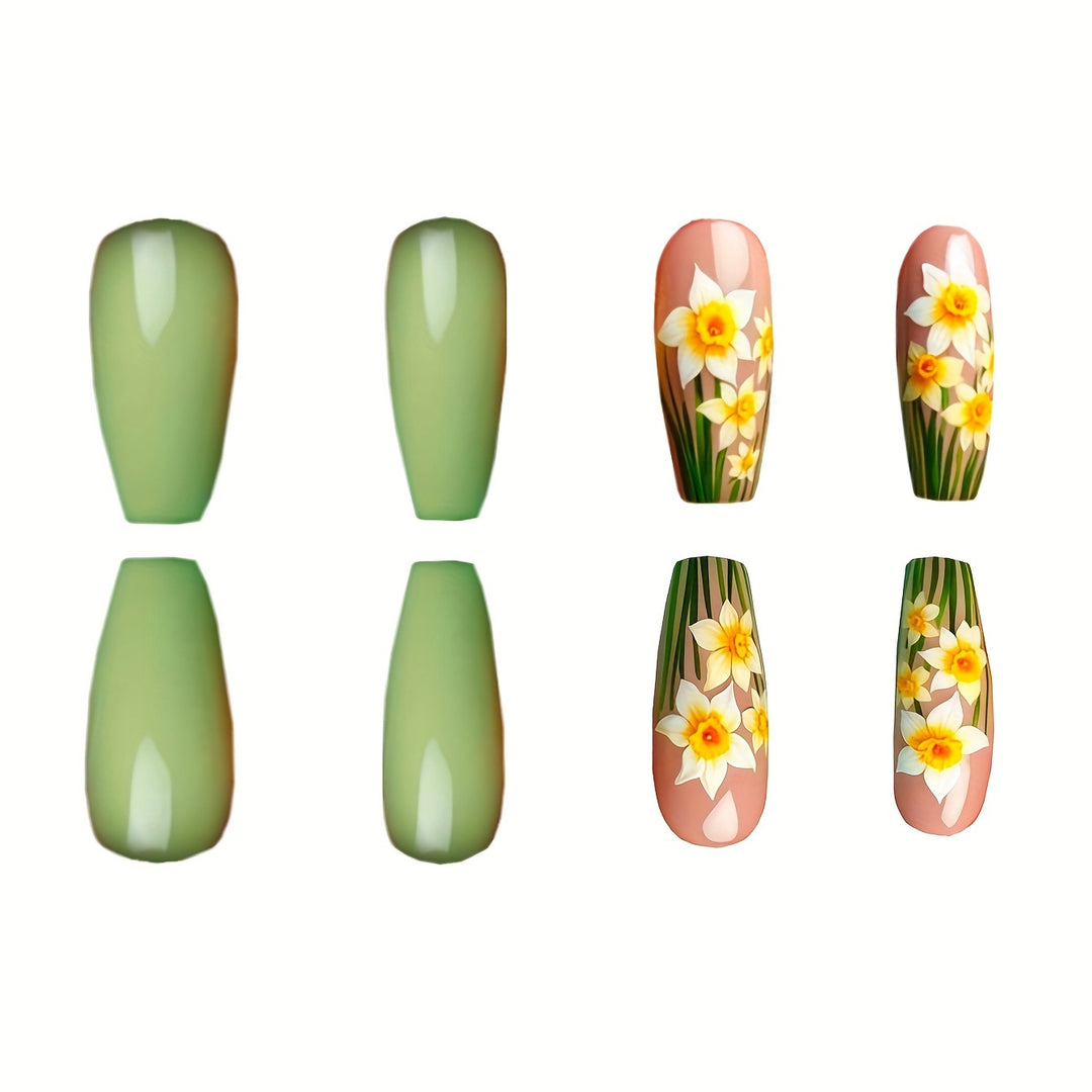 Floral Daffodil Press-On Nail Art Stornfield