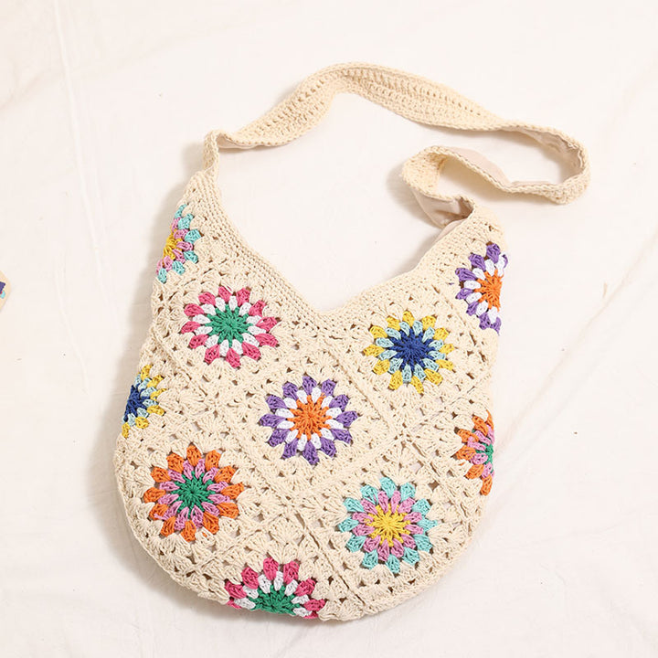 Handmade Crocheted Bag with Colorful Flower Design Stornfield