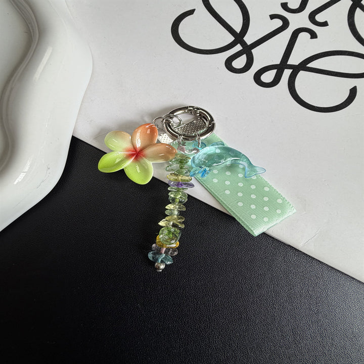 Whimsical Dolphin and Flower Charm Keychain Stornfield