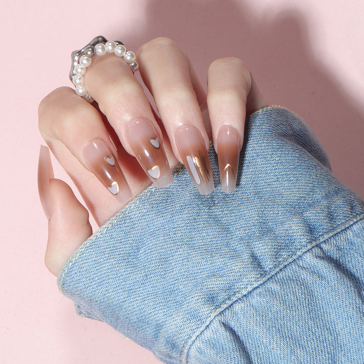 Long Stiletto Press-On Nails with Heart Accents Stornfield