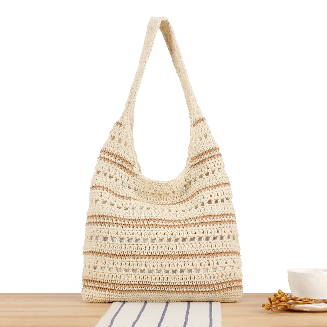 Hand-knotted shoulder bag with maritime stripe pattern Stornfield