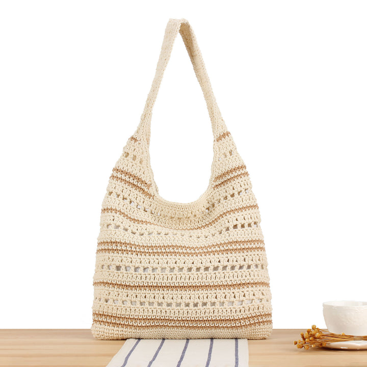 Hand-knotted shoulder bag with maritime stripe pattern Stornfield