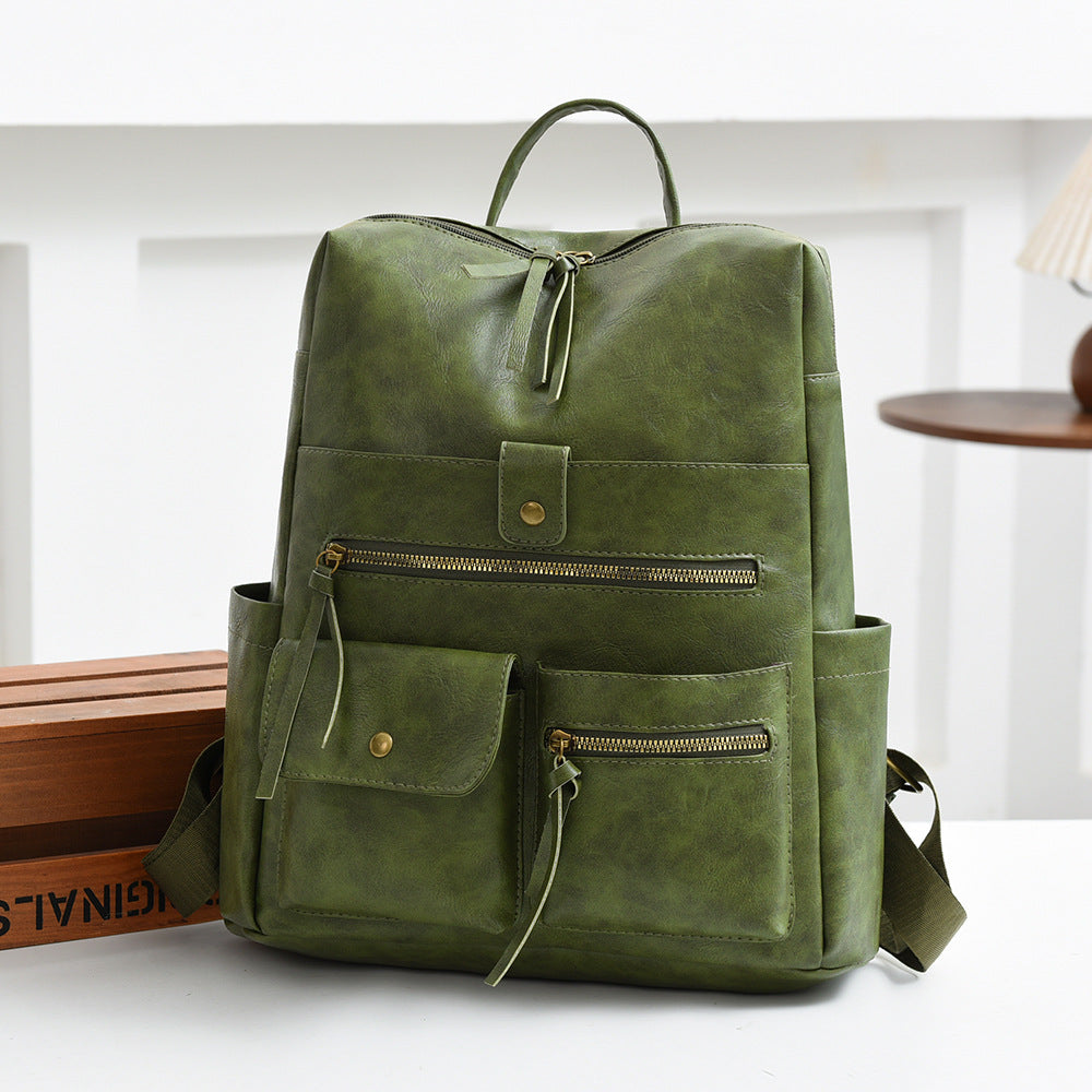Stylish Multi-Pocket Faux Leather Backpack Stornfield