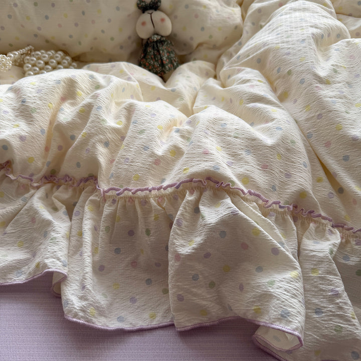 Ruffled Polka Dot Duvet Cover Set