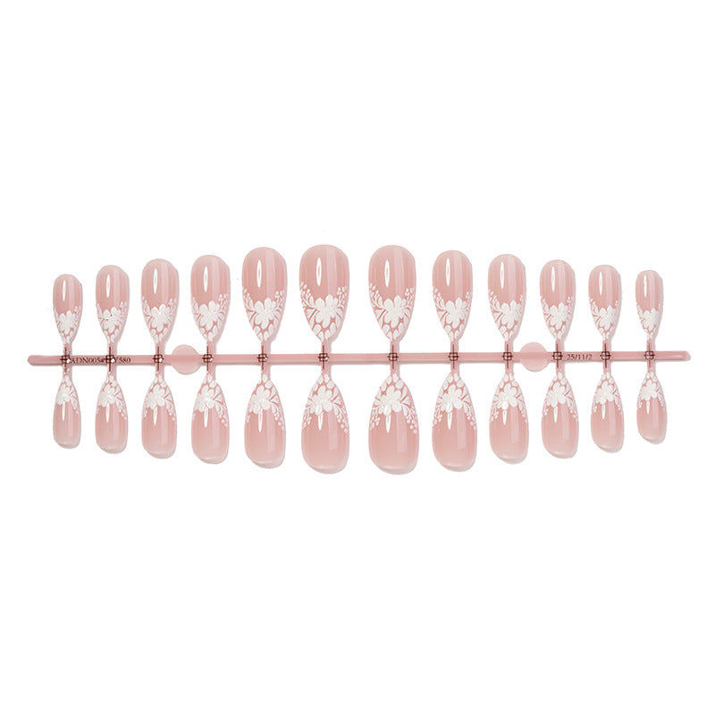 Elegant Decorative Press-On Nail Set with Floral Accents Stornfield 1788495970