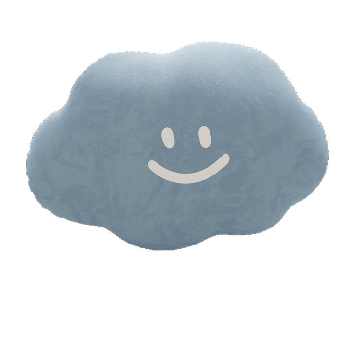 Cloud-Shaped Plush Decorative Throw Pillow with Smiley Face Velvet Cover