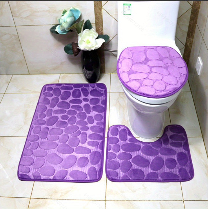 Textured Stone Pattern Bath Mat Set Stornfield