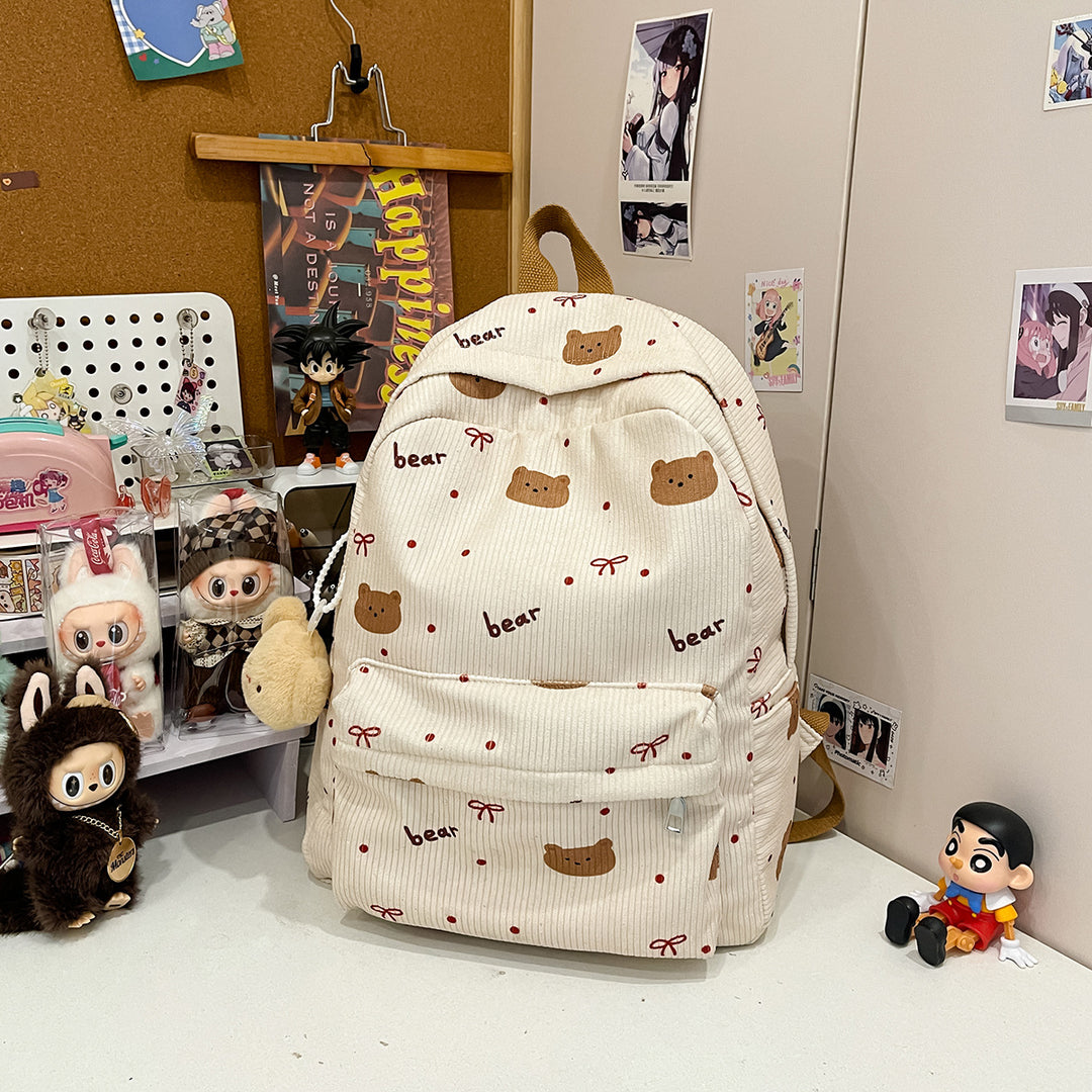 Backpack with Playful Bear Design and Practical Compartments Stornfield