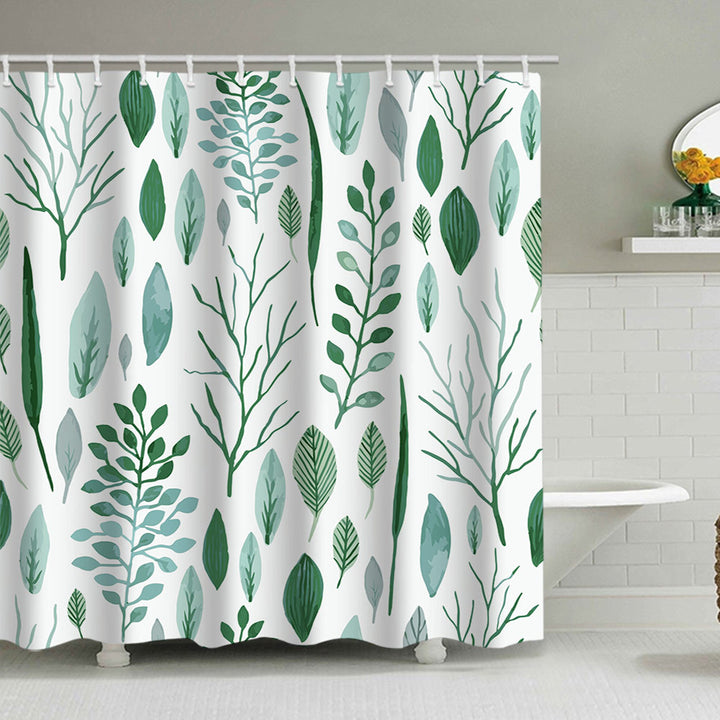 Botanical Leaf Pattern Shower Curtain Stornfield