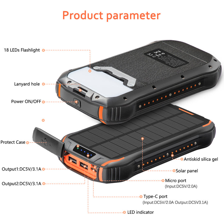 Solar power bank with high storage capacity and IP66 protection Stornfield