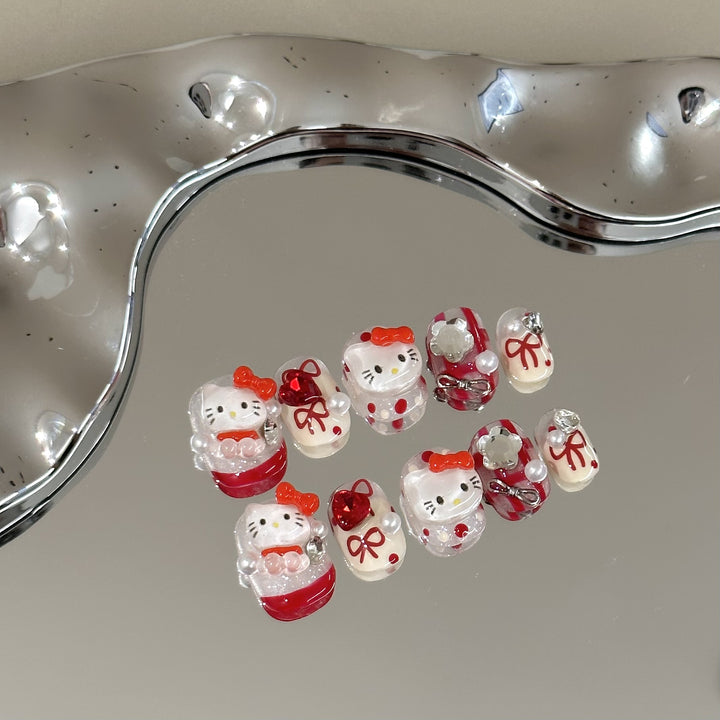 Whimsical Hello Kitty-Themed Press-On Nail Art Set